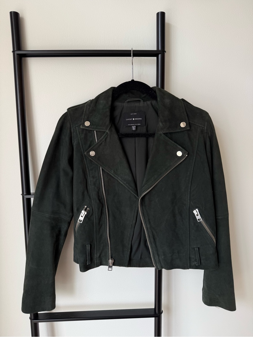 Lucky Brand Forest Green Suede Moto Jacket